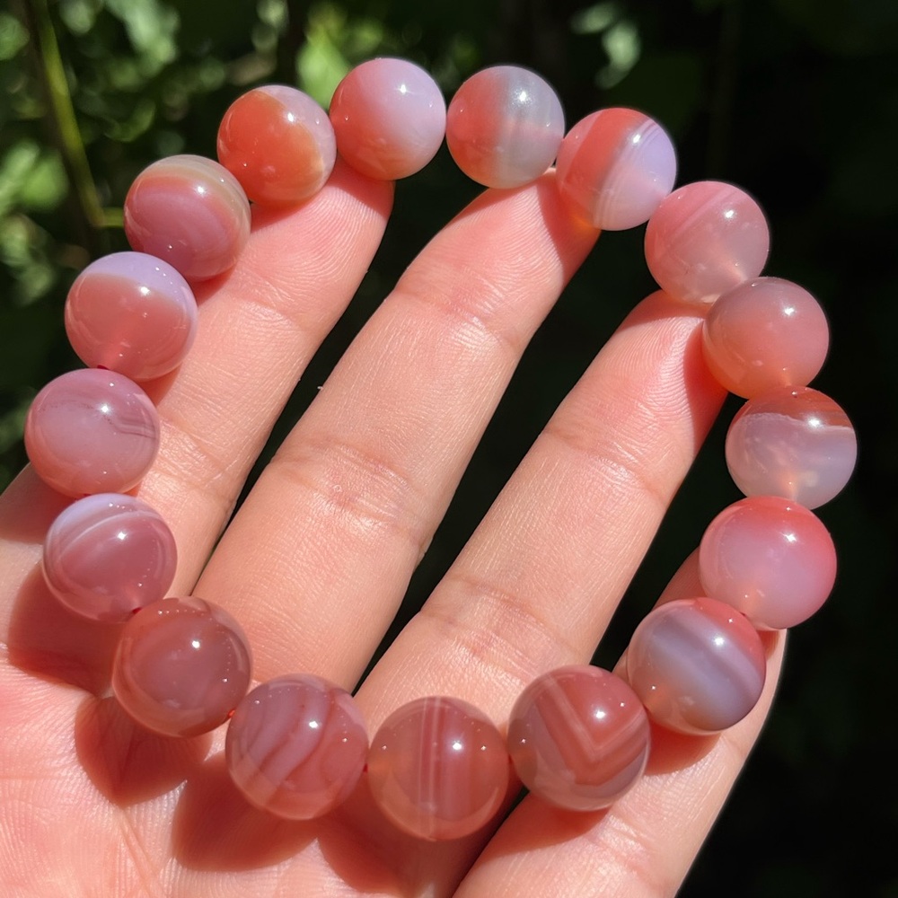 12.5mm Stretchable‎ Red Yanyuan agate bracelet 1485